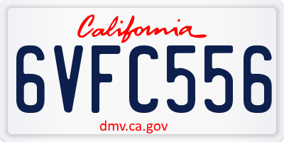CA license plate 6VFC556