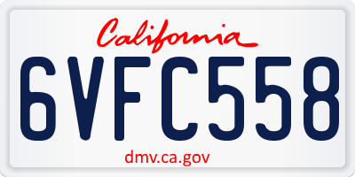 CA license plate 6VFC558