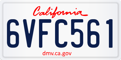 CA license plate 6VFC561