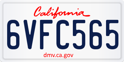 CA license plate 6VFC565