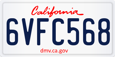 CA license plate 6VFC568