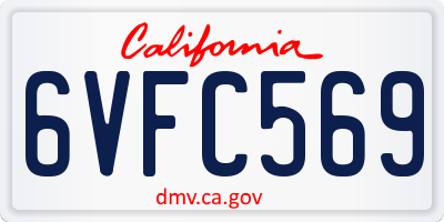 CA license plate 6VFC569