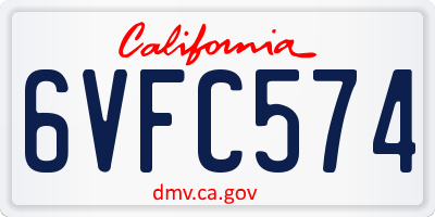 CA license plate 6VFC574
