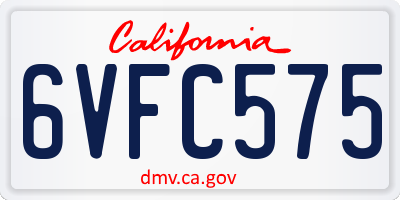 CA license plate 6VFC575