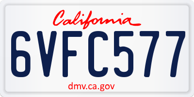 CA license plate 6VFC577