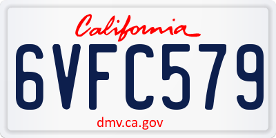 CA license plate 6VFC579