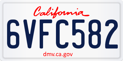 CA license plate 6VFC582