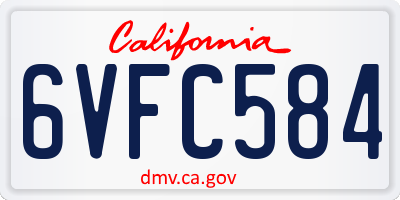 CA license plate 6VFC584