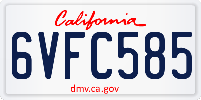 CA license plate 6VFC585