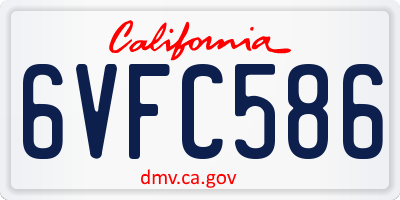 CA license plate 6VFC586