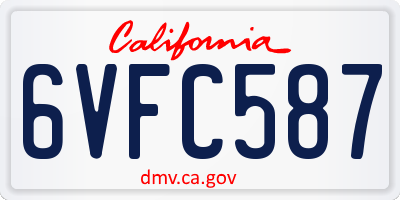 CA license plate 6VFC587