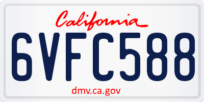 CA license plate 6VFC588