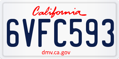 CA license plate 6VFC593