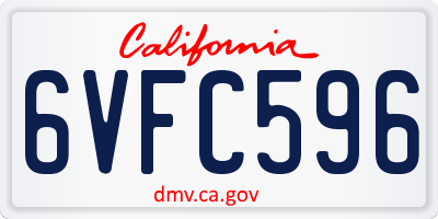 CA license plate 6VFC596