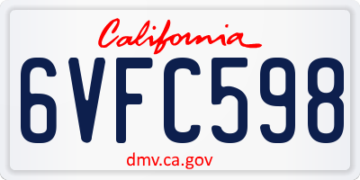 CA license plate 6VFC598