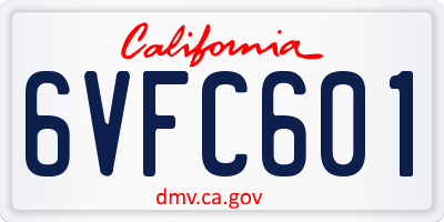CA license plate 6VFC601