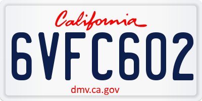 CA license plate 6VFC602