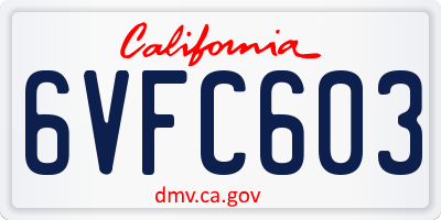 CA license plate 6VFC603