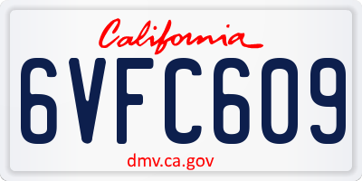 CA license plate 6VFC609