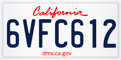 CA license plate 6VFC612