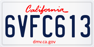 CA license plate 6VFC613