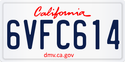 CA license plate 6VFC614