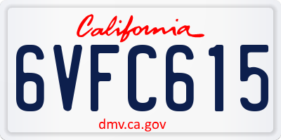 CA license plate 6VFC615