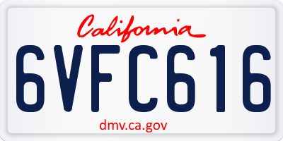 CA license plate 6VFC616