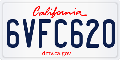 CA license plate 6VFC620