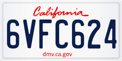 CA license plate 6VFC624