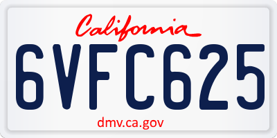 CA license plate 6VFC625