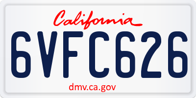CA license plate 6VFC626