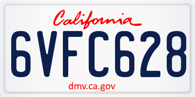 CA license plate 6VFC628