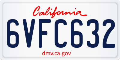 CA license plate 6VFC632