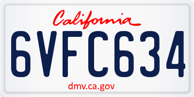 CA license plate 6VFC634