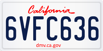 CA license plate 6VFC636