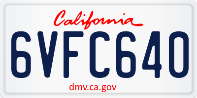 CA license plate 6VFC640