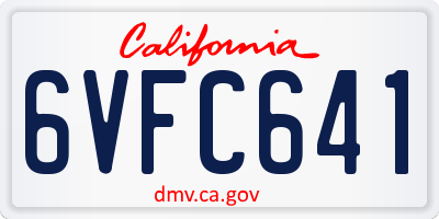 CA license plate 6VFC641