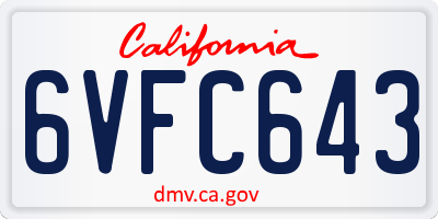 CA license plate 6VFC643