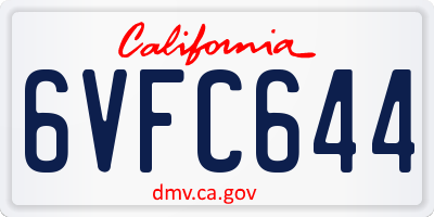 CA license plate 6VFC644