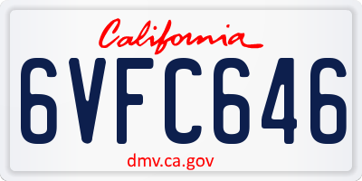 CA license plate 6VFC646