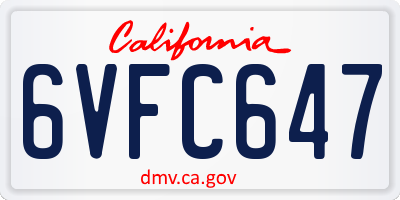 CA license plate 6VFC647
