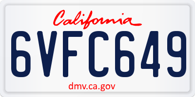 CA license plate 6VFC649