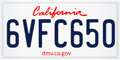 CA license plate 6VFC650