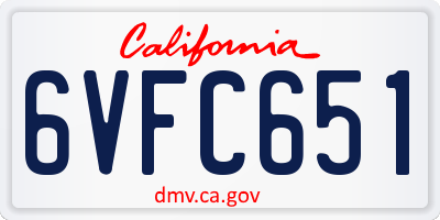 CA license plate 6VFC651