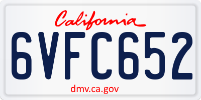 CA license plate 6VFC652