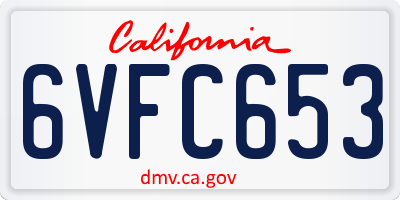 CA license plate 6VFC653