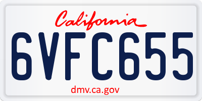 CA license plate 6VFC655