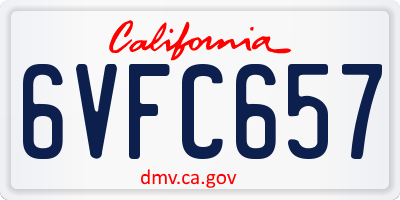 CA license plate 6VFC657