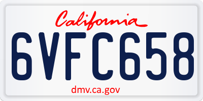 CA license plate 6VFC658